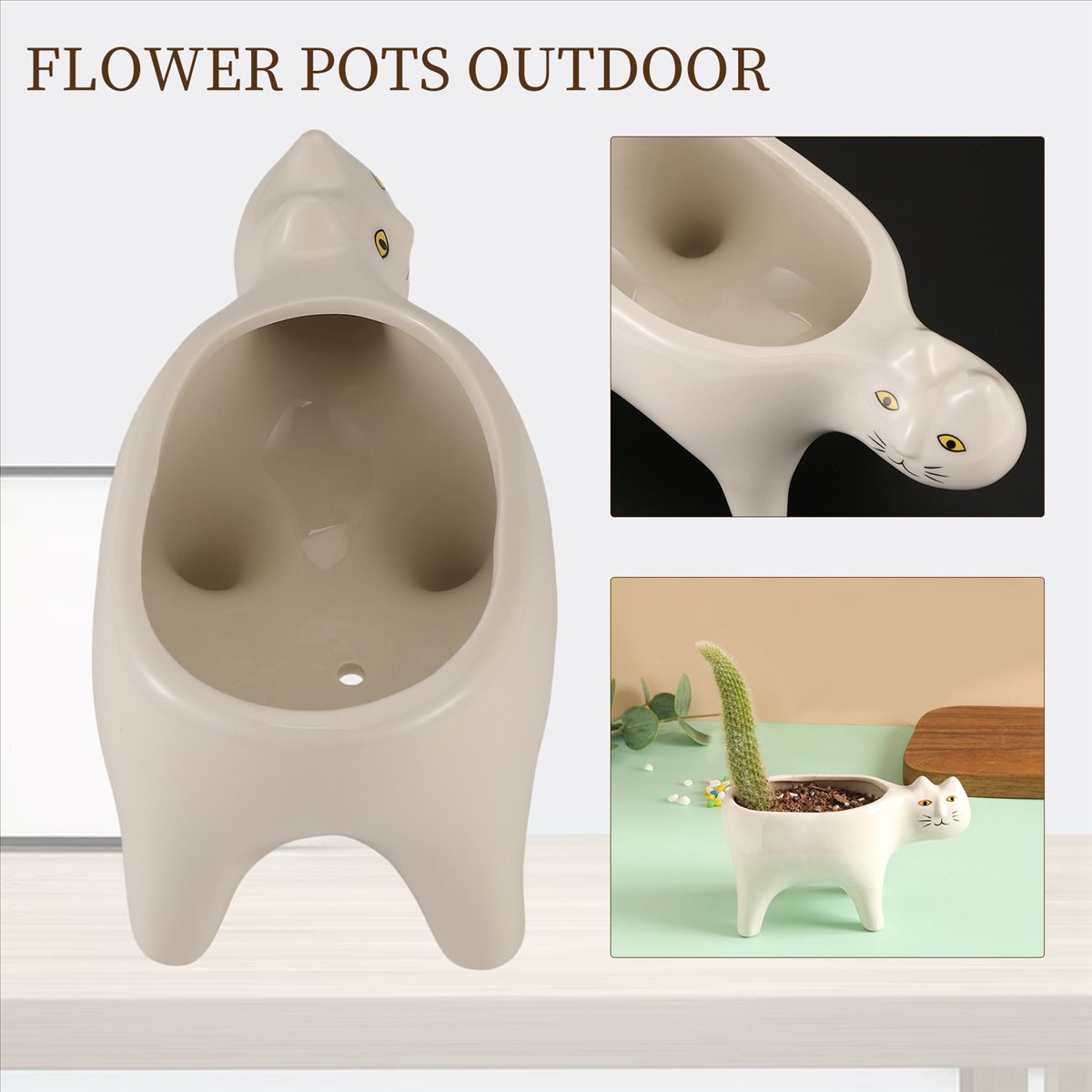 Gardening Tools Images - وعاء زهور سيراميك على شكل قطة