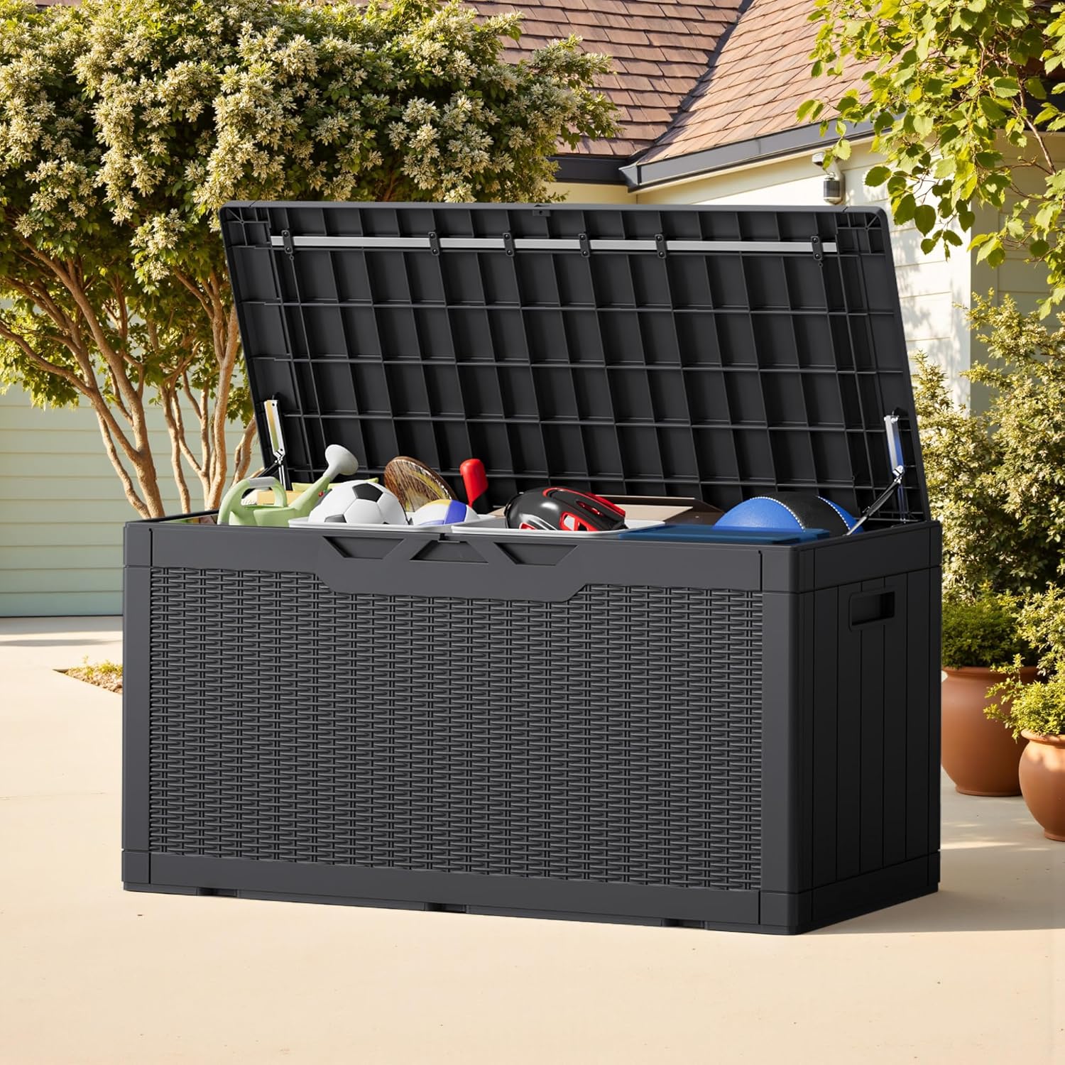 صندوق تخزين خارجي سعة 100 جالو - مراجعة Gardening Tools Images وسعره