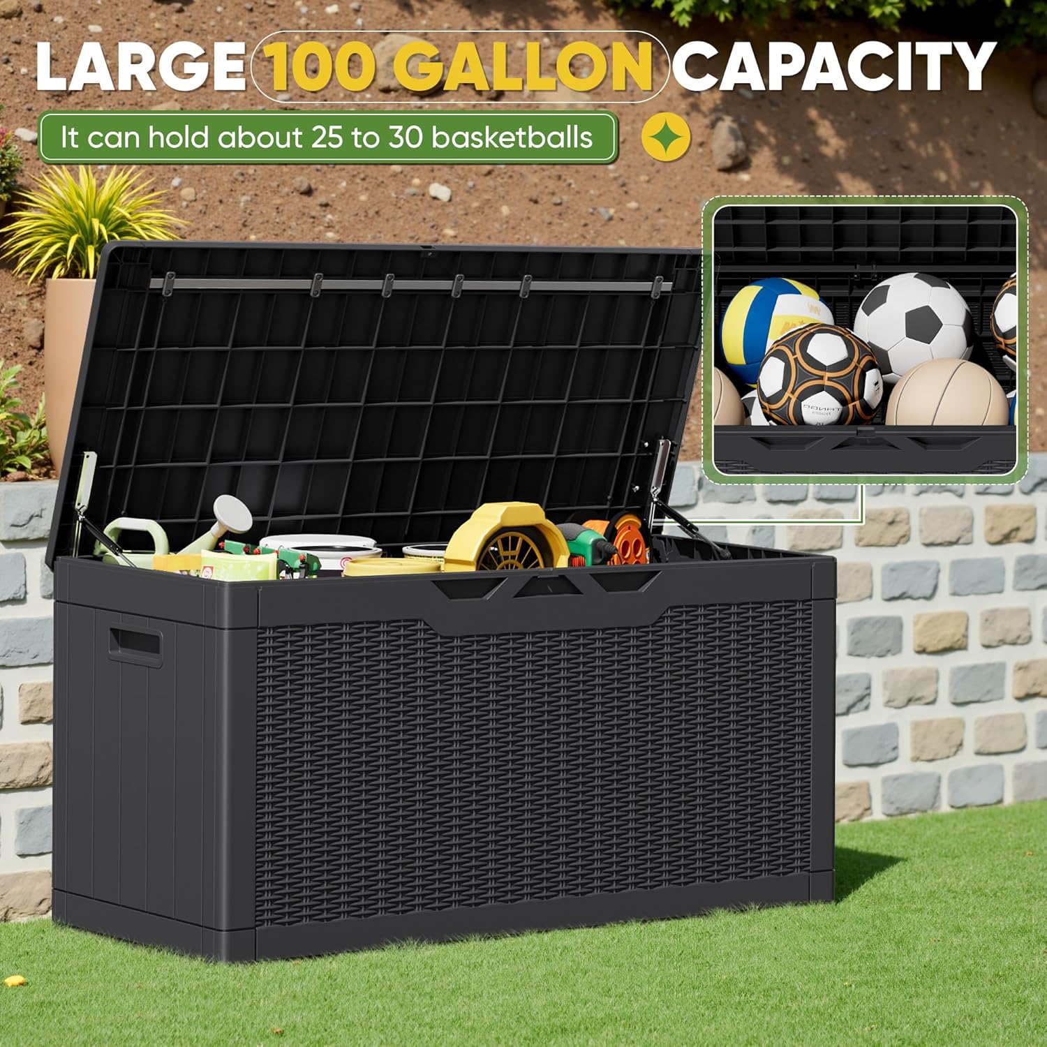 صندوق تخزين خارجي سعة 100 جالو - مراجعة Gardening Tools Images وسعره