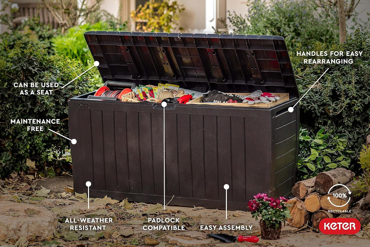 صندوق تخزين خارجي من الراتنج م - مراجعة Gardening Tools Images وسعره
