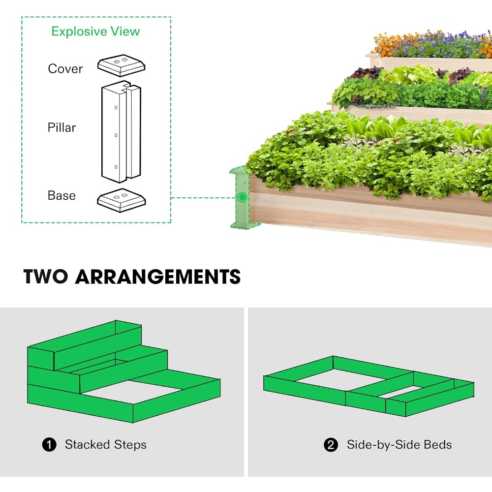 حوض زراعة خشبي خارجي مرتفع بثل - مراجعة Gardening Tools Images وسعره
