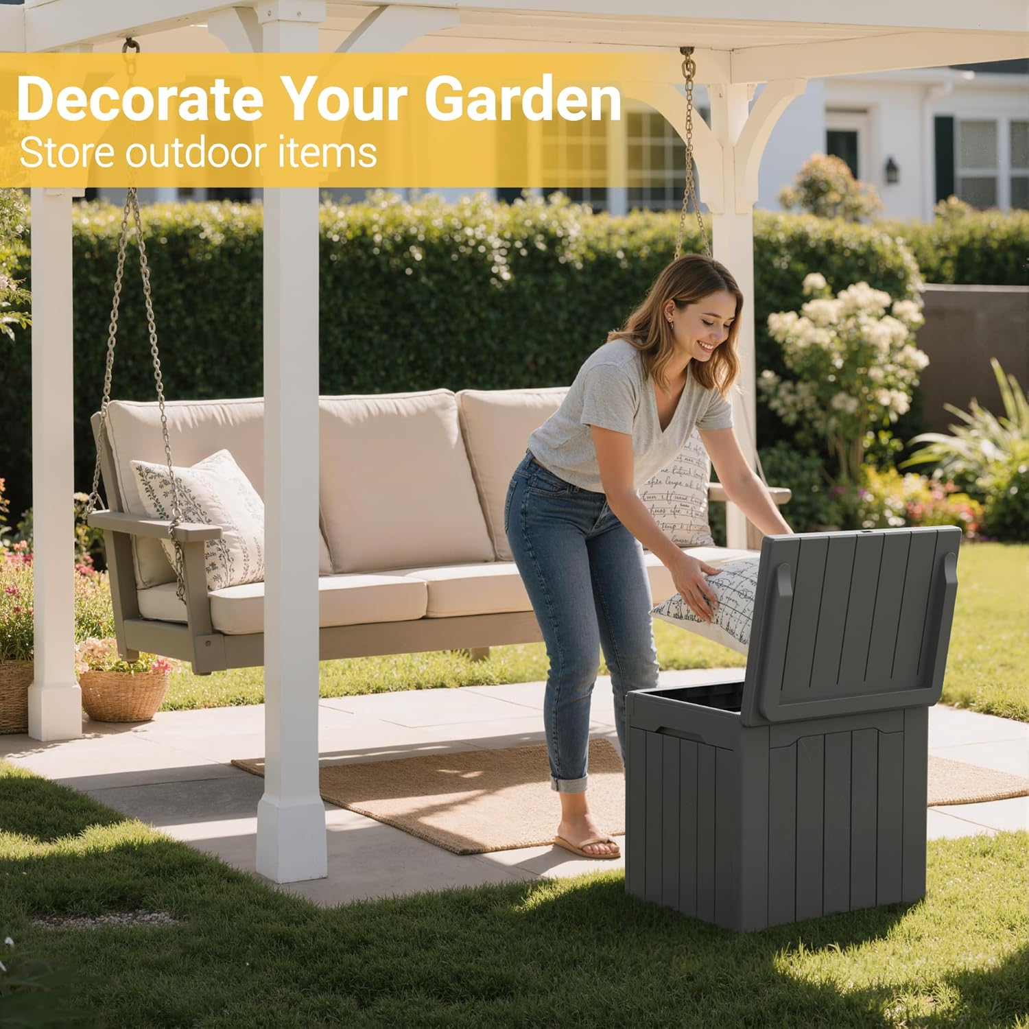 صندوق تخزين خارجي سعة 31 جالون - مراجعة Gardening Tools Images وسعره