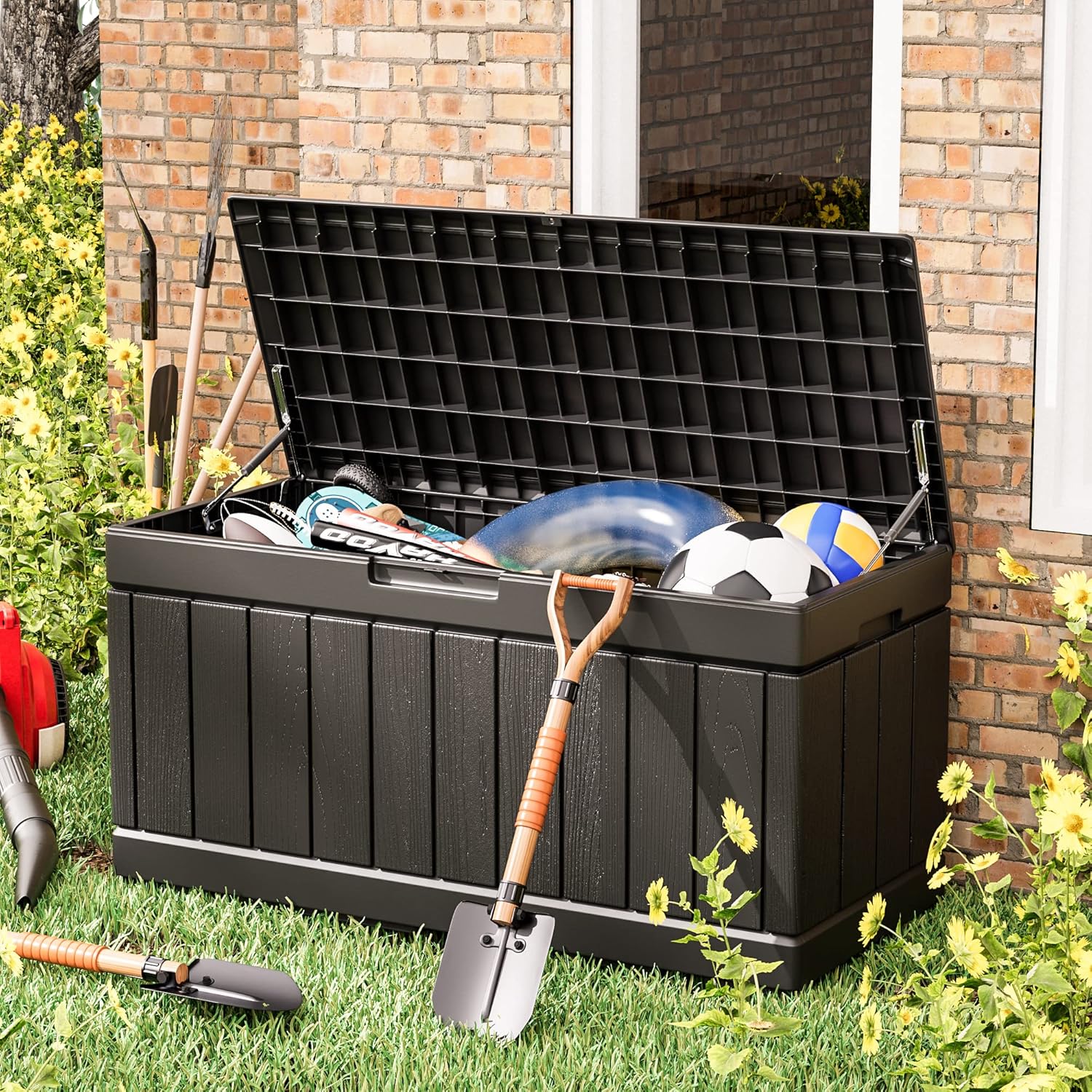 صندوق تخزين خارجي من الراتنج س - مراجعة Gardening Tools Images وسعره