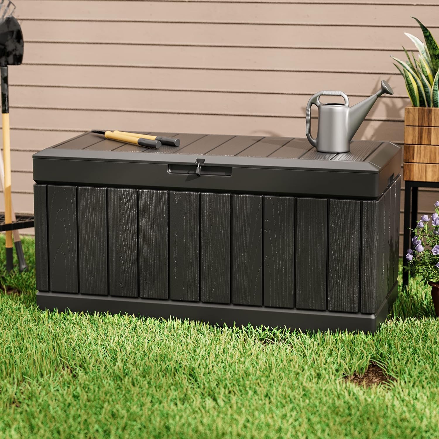 صندوق تخزين خارجي من الراتنج س - مراجعة Gardening Tools Images وسعره
